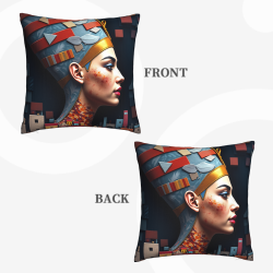 Housse de coussin en peluche avec portrait abstrait de femme - Okomall