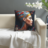 Funda de cojín de peluche con retrato abstracto de mujer - Okomall