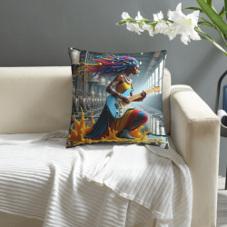 Housse de coussin en peluche pour musicien de rue énergique - Okomall