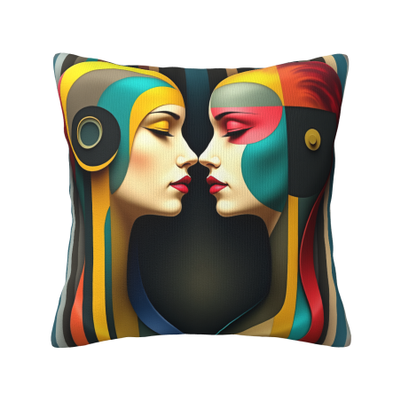 Funda de cojín de peluche abstracto con figura humana - Okomall