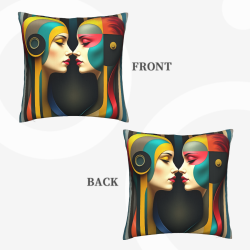 Funda de cojín de peluche abstracto con figura humana - Okomall