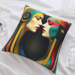 Housse de coussin en peluche abstraite avec personnage - Okomall