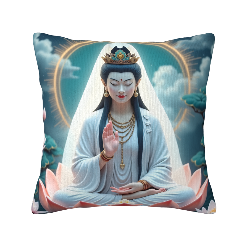 禪意蓮花佛像毛絨抱枕套 - Okomall