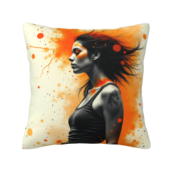 Housse de coussin en peluche avec portrait abstrait de femme - Okomall