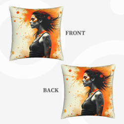 Housse de coussin en peluche avec portrait abstrait de femme - Okomall