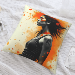 Housse de coussin en peluche avec portrait abstrait de femme - Okomall
