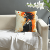 Housse de coussin en peluche avec portrait abstrait de femme - Okomall