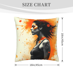 Housse de coussin en peluche avec portrait abstrait de femme - Okomall