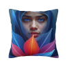 Housse de coussin portrait féminin plumes de rêve - Okomall