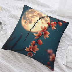 Funda de cojín de felpa con estampado de flor de cerezo - Okomall