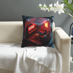 Coussin en peluche vintage avec motif «Homme en méditation» - Okomall