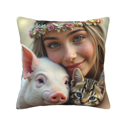 Copri-cuscino in peluche Ragazza con fiori da sogno - Okomall
