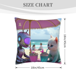 可爱猫咪海滩抱枕套 - Okomall 官方旗舰店