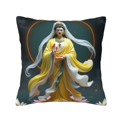 Housse de coussin en peluche avec motif de déesse de lotus zen - Okomall