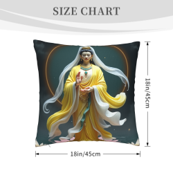 Housse de coussin en peluche avec motif de déesse de lotus zen - Okomall