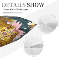 Housse de coussin en peluche avec motif de déesse de lotus zen - Okomall