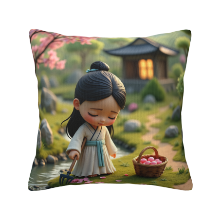 《花见少女》双面毛绒抱枕套 - Okomall