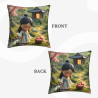Housse de coussin en peluche à double face "Fille admirant les fleurs" - Okomall