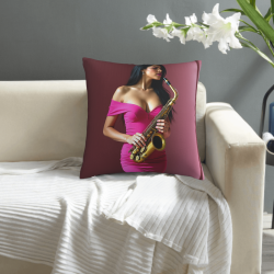 Housse de coussin en peluche à motif de femme tendance - Okomall