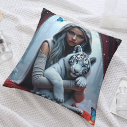 梦幻少女毛绒抱枕套 - 18x18英寸 | OKOMALL