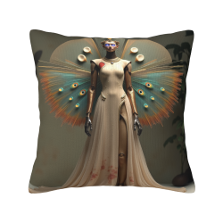 Housse de Coussin en Peluche Double Face - Portrait Élégant de Femme | okomall