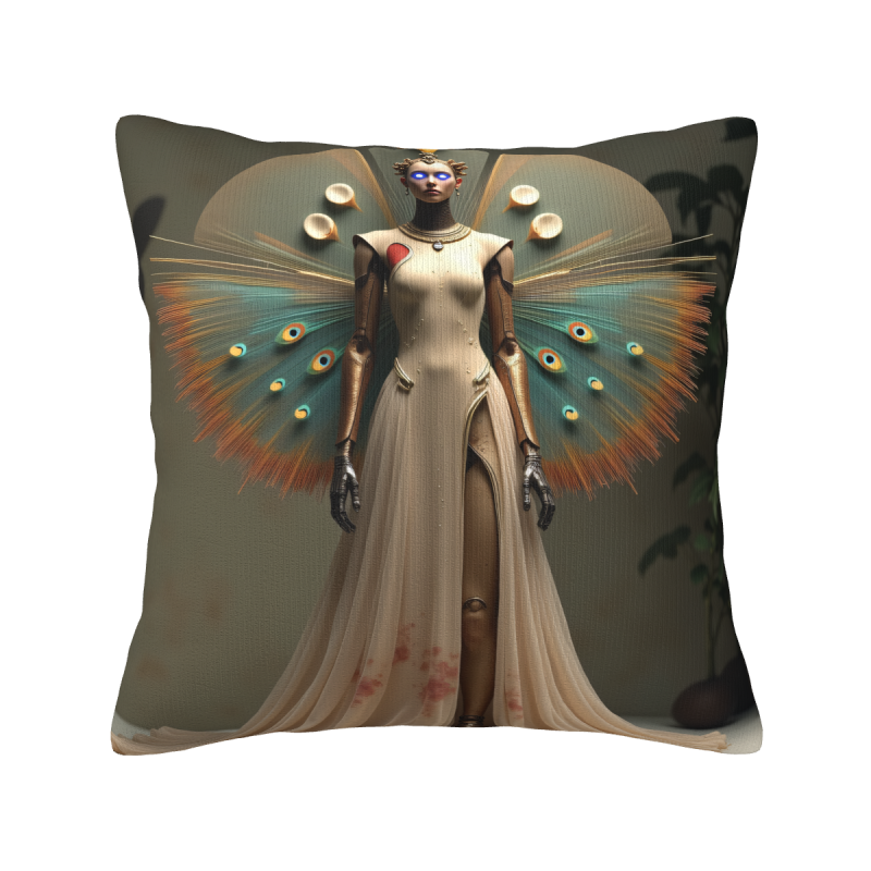 Housse de Coussin en Peluche Double Face - Portrait Élégant de Femme | okomall