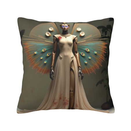 Housse de Coussin en Peluche Double Face - Portrait Élégant de Femme | okomall