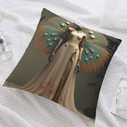 梦幻双面毛绒抱枕套 - 优雅女性肖像 | okomall
