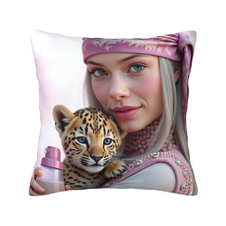 Housse de coussin en peluche avec portrait d'Okomall - 18x18 pouces