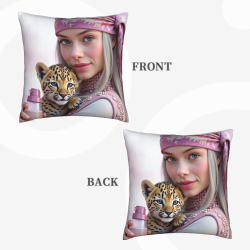 Housse de coussin en peluche avec portrait d'Okomall - 18x18 pouces
