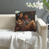 Elegante funda de cojín de felpa con arte abstracto de figuras - Okomall