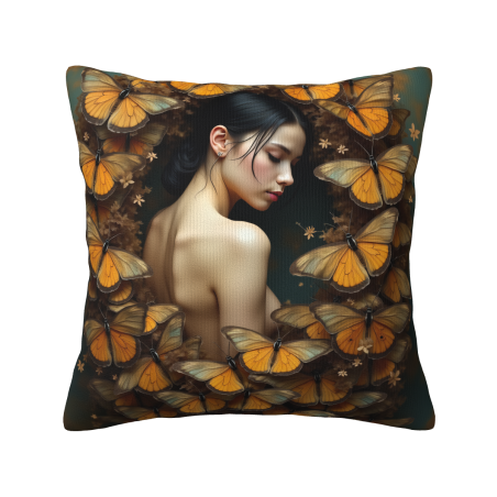 Federa cuscino in peluche con ritratto femminile - Okomall