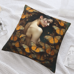 Funda de cojín de felpa con retrato femenino - Okomall