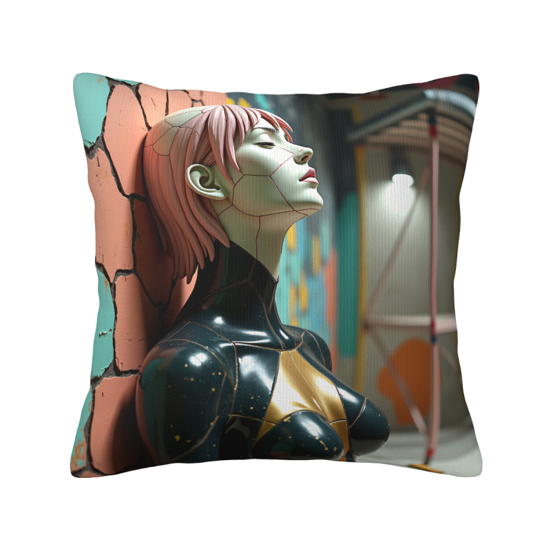Housse de coussin en peluche style futuriste pour fille - Okomall