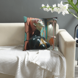 Housse de coussin en peluche style futuriste pour fille - Okomall