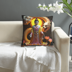وسادة فروية بتصميم بوذا أفويلوكيتشيفارا - 45 × 45 سم | OKOMALL