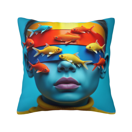 Abstract Face Pattern Plush Pillow Cover - Okomall