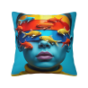 Funda de cojín de felpa con diseño abstracto de rostro - Okomall