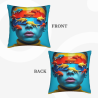 Funda de cojín de felpa con diseño abstracto de rostro - Okomall