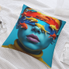 Funda de cojín de felpa con diseño abstracto de rostro - Okomall