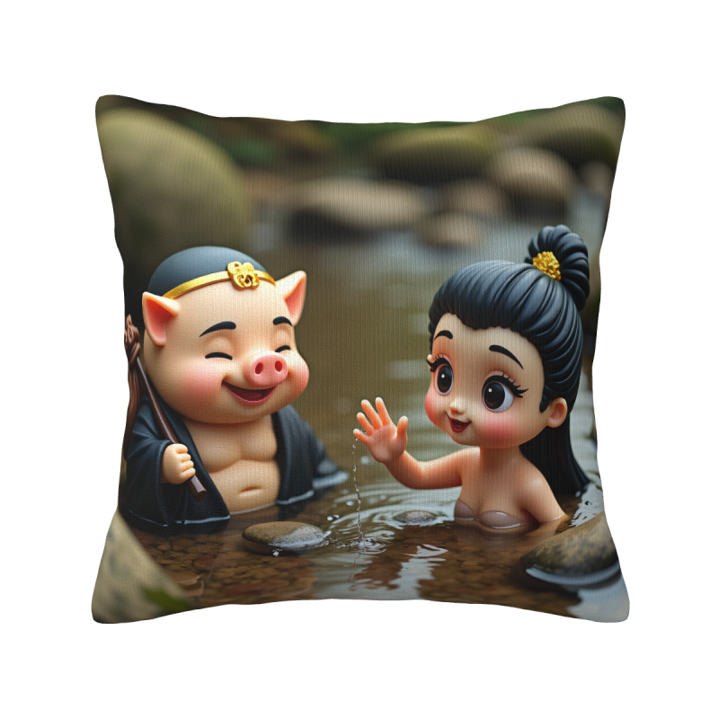 Cute Cartoon Girl Plush Pillow Cover - Okomall