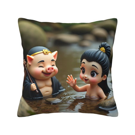 Cute Cartoon Girl Plush Pillow Cover - Okomall