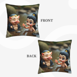 Cute Cartoon Girl Plush Pillow Cover - Okomall