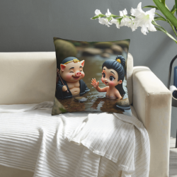 Funda de Almohada de Peluche de Niña de Dibujos Animados Adorable - Okomall