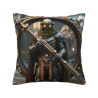 Funda de cojín de felpa con emblema de caballero medieval - Okomall