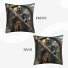 Funda de cojín de felpa con emblema de caballero medieval - Okomall