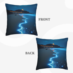 Funda de cojín de felpa con diseño de noche estrellada y paisaje marino - Okomall