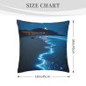 Housse de coussin en peluche avec motif de nuit étoilée et paysage marin - Okomall