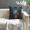 Housse de Coussin en Peluche Scène Nocturne Urbaine - OkOmall