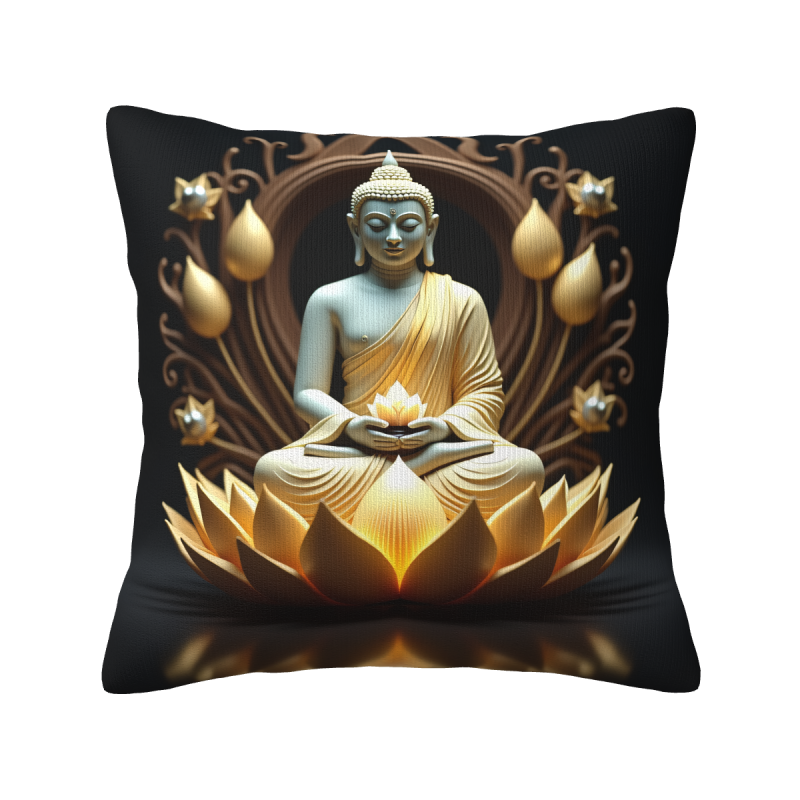 Coussin moelleux à motifs de lotus zen - Okomall
